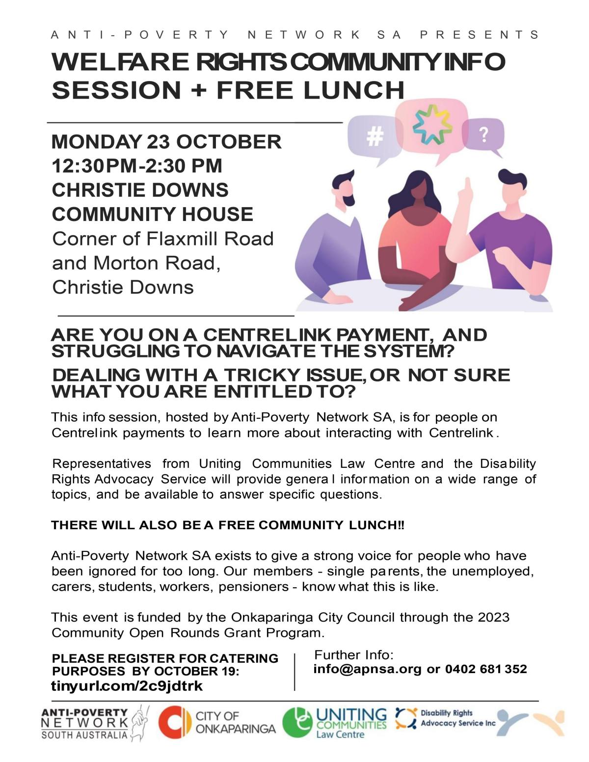 Christie Downs Welfare Rights Info Session + Free Lunch