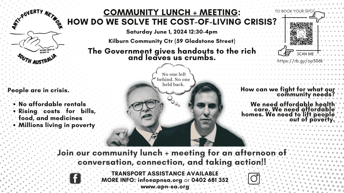 Community Lunch + Meeting: How Do We Solve The Cost-Of-Living Crisis?